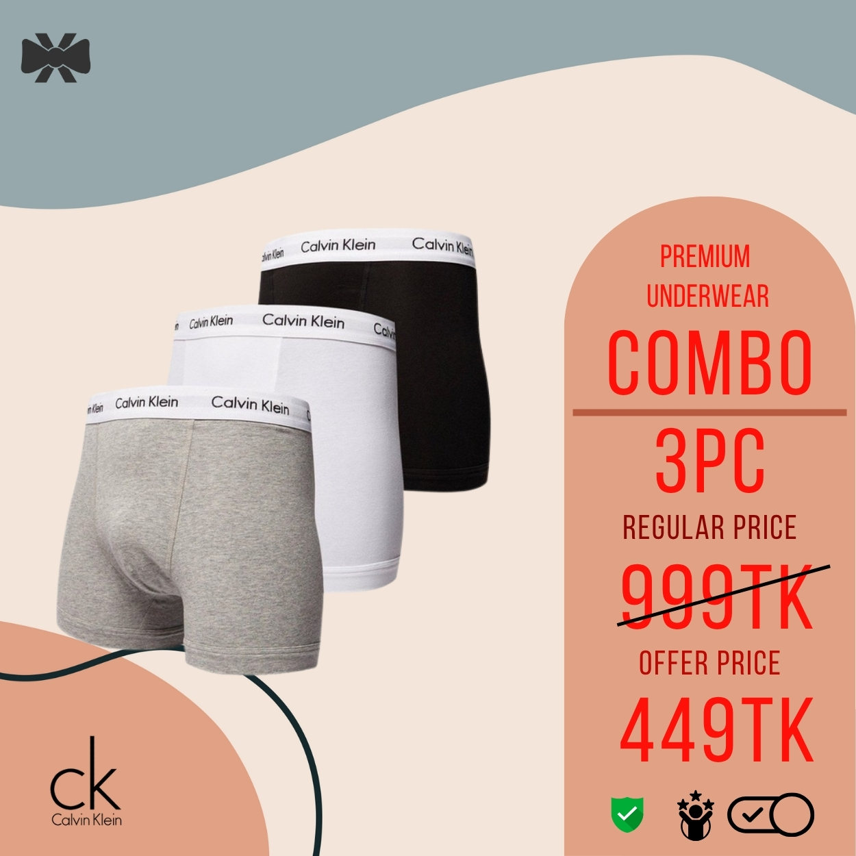 CK Men’s Underwear Set – 3PCS Daily Comfort Edition