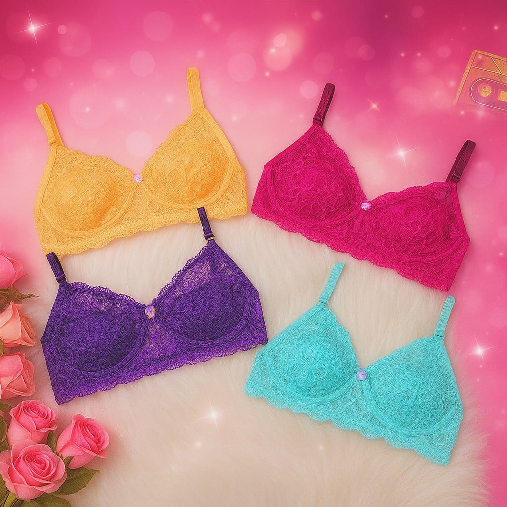 Buy 3 Get 1 Free – Soft Cotton Net Bra for Everyday Comfort!