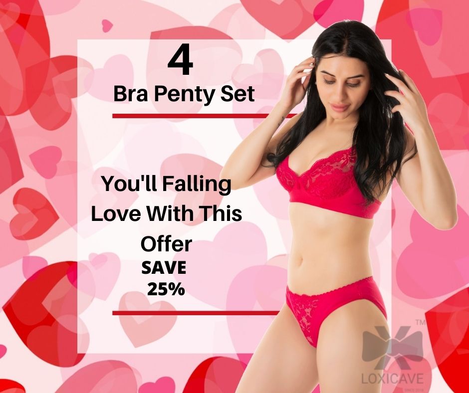 4 Pieces Women’s Bra & Panty Set – Perfect Fit & Everyday Comfort